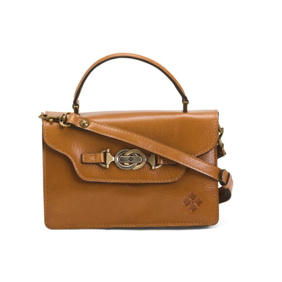 PATRICIA NASH Biscuit Leather Porcili Satchel With Shoulder Strap